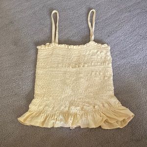 Yellow scrunched/ ruffled tank top